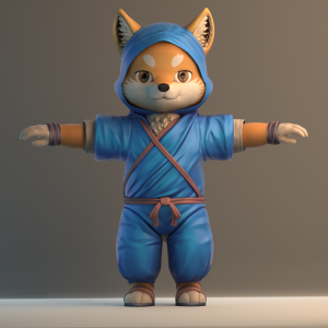 狐の3Dキャラクター